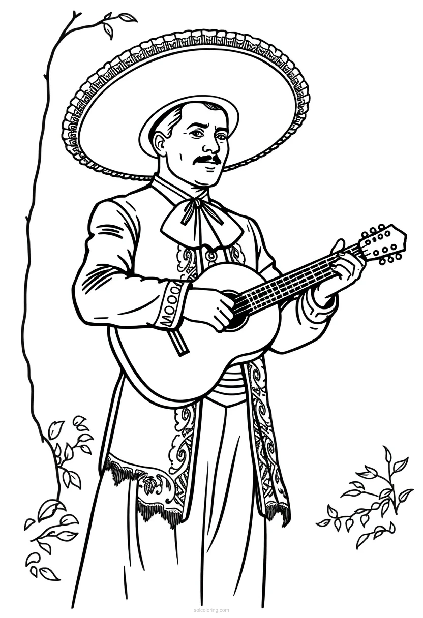 Mariachi Musician coloring page for kids