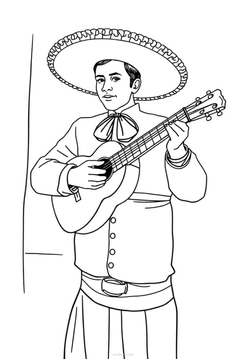 Mariachi Musician coloring page for kids