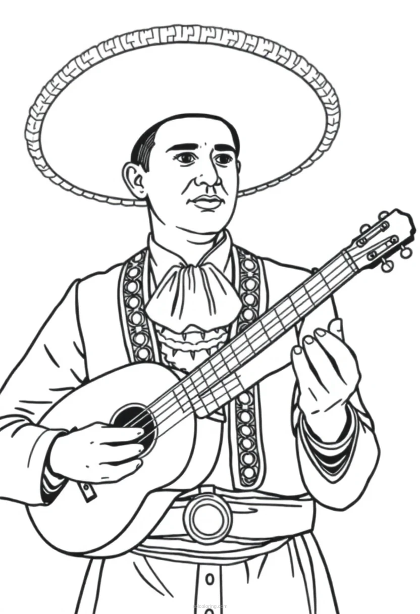 Mariachi Musician coloring page for kids