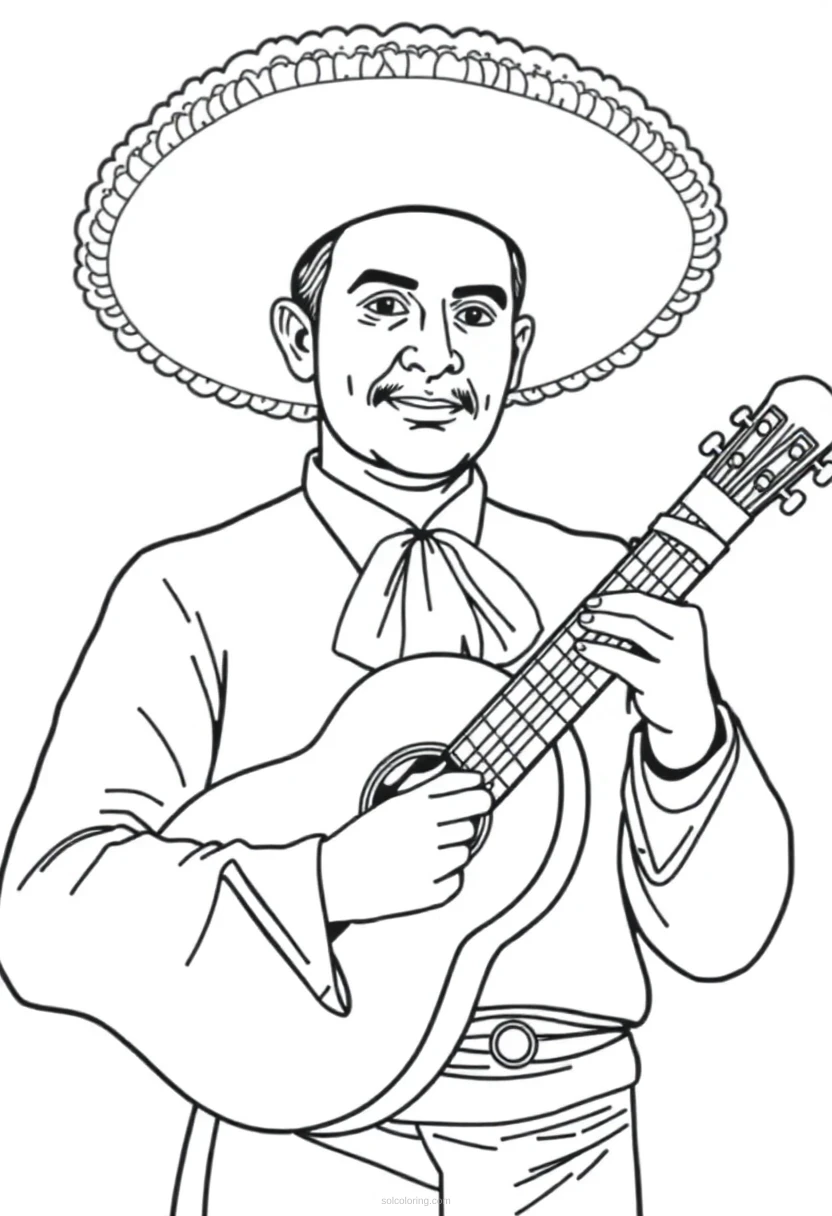 Mariachi Musician coloring page for kids