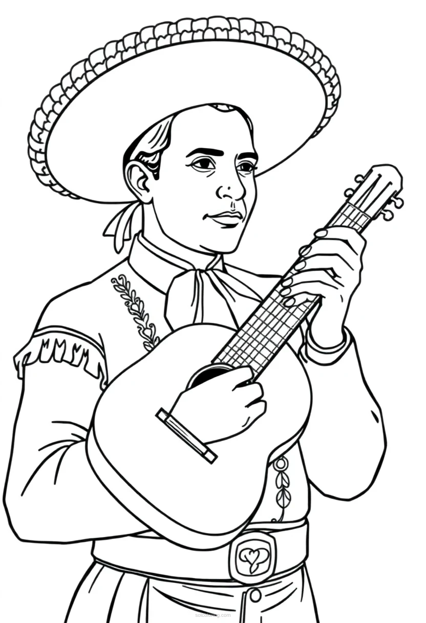 Mariachi Musician coloring page for kids