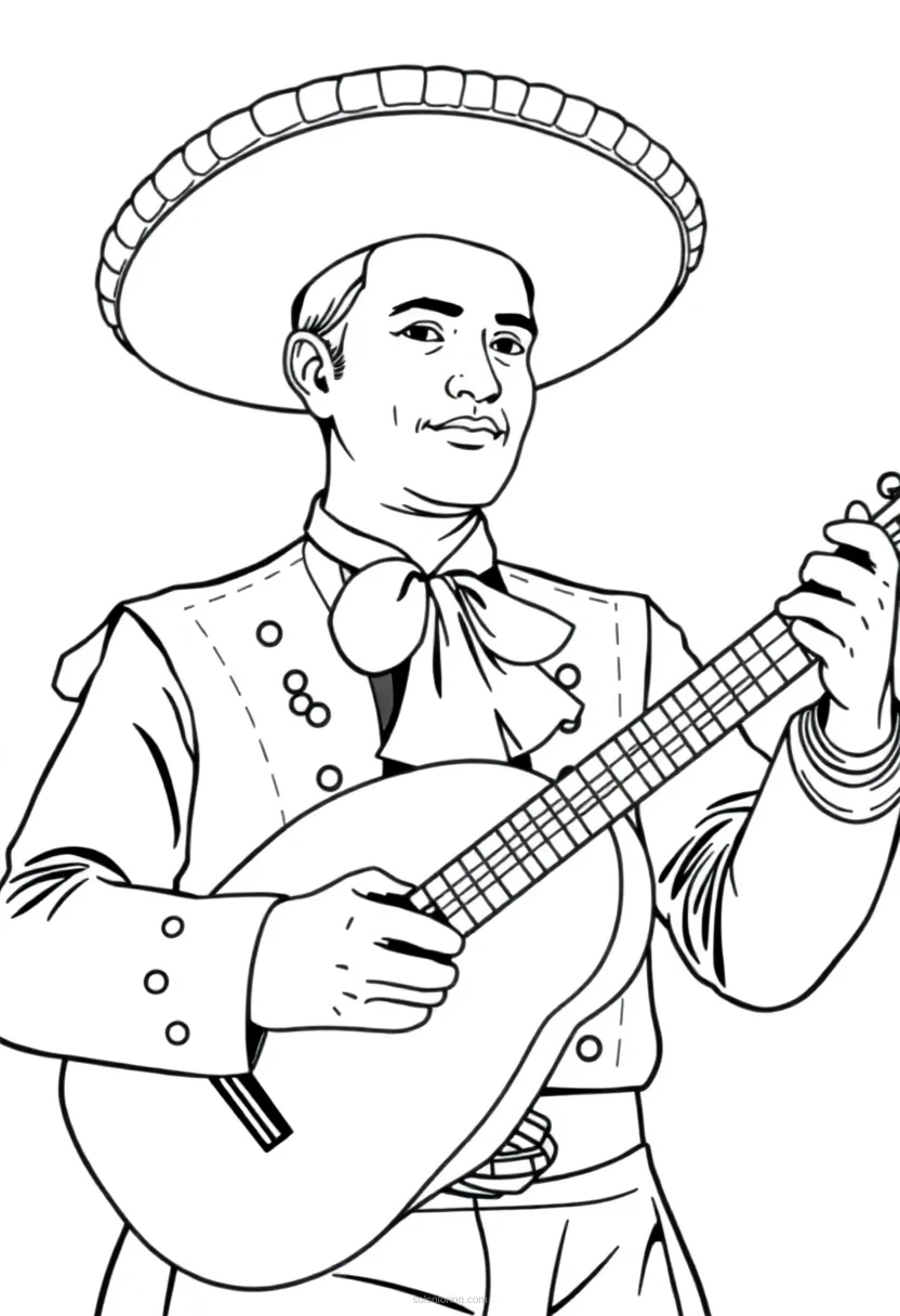 Mariachi Musician coloring page for kids