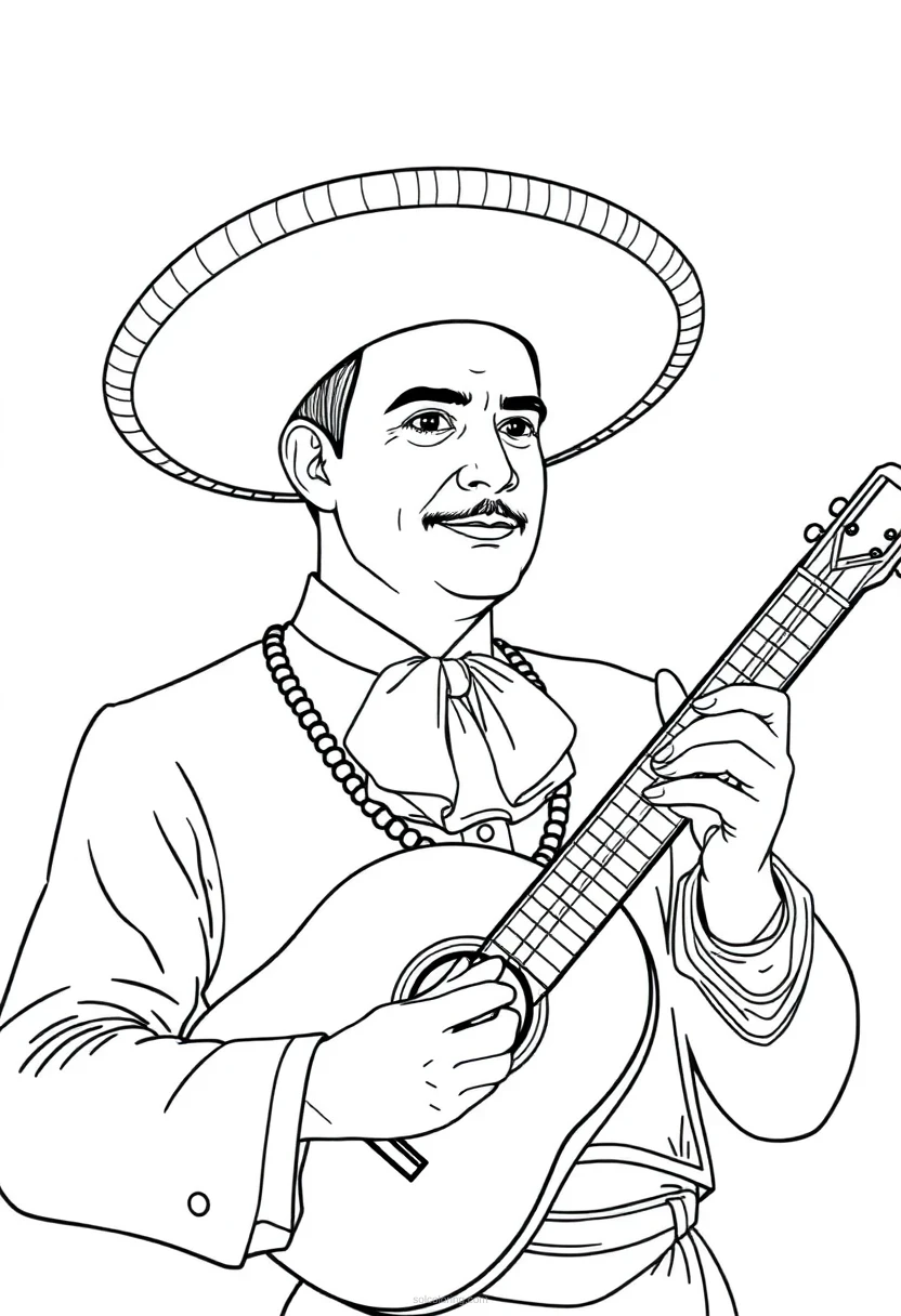 Mariachi Musician coloring page for kids