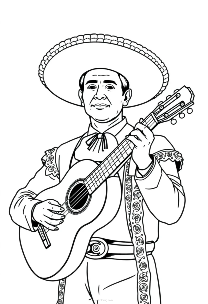 Mariachi Musician coloring page for kids