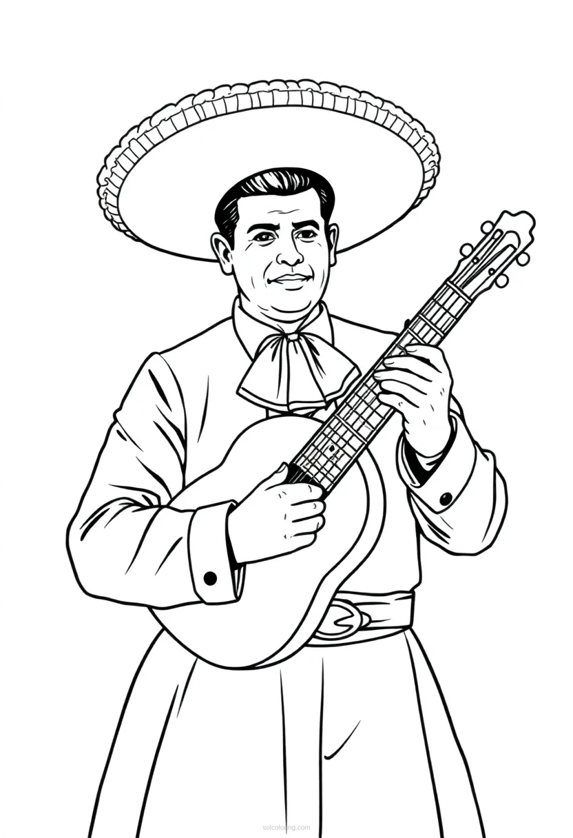 Mariachi Musician coloring page for kids