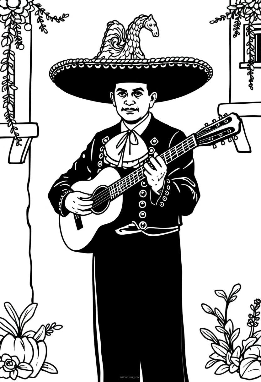 Mariachi Musician coloring page for kids