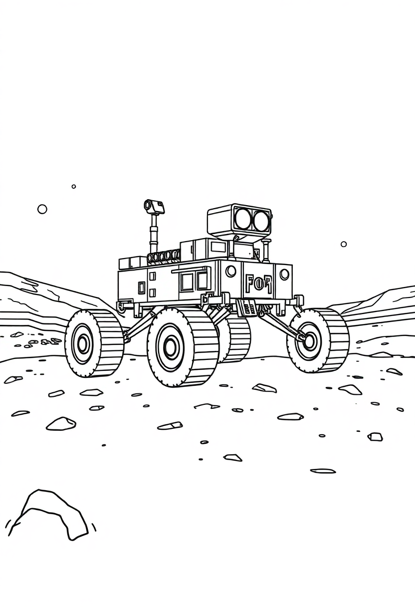 Mars Rover on Red Planet coloring page, free printable