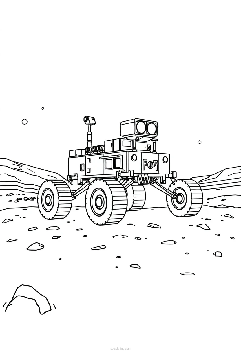 Mars Rover on Red Planet coloring page for kids