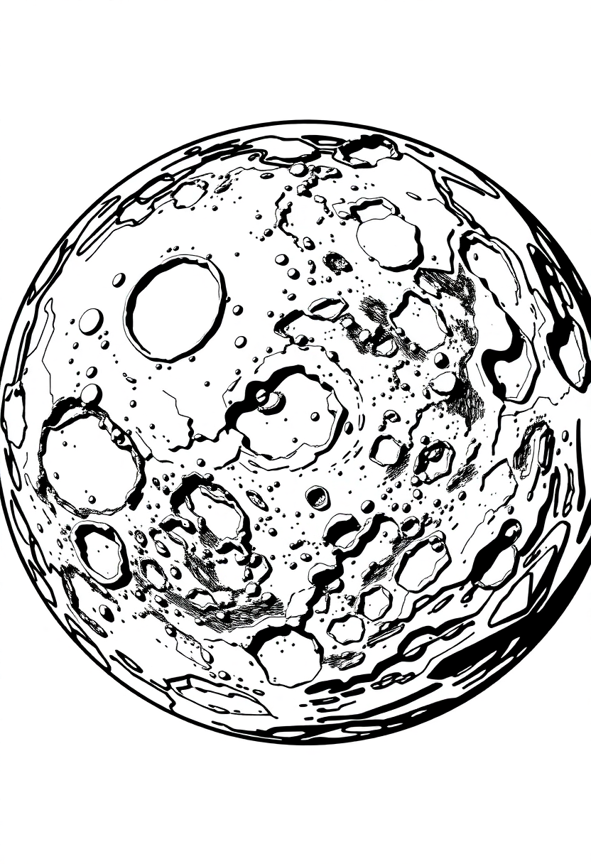 Mars Surface with Craters coloring page, free printable