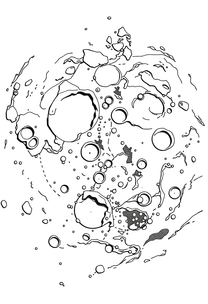 Mars Surface with Craters coloring page, free printable