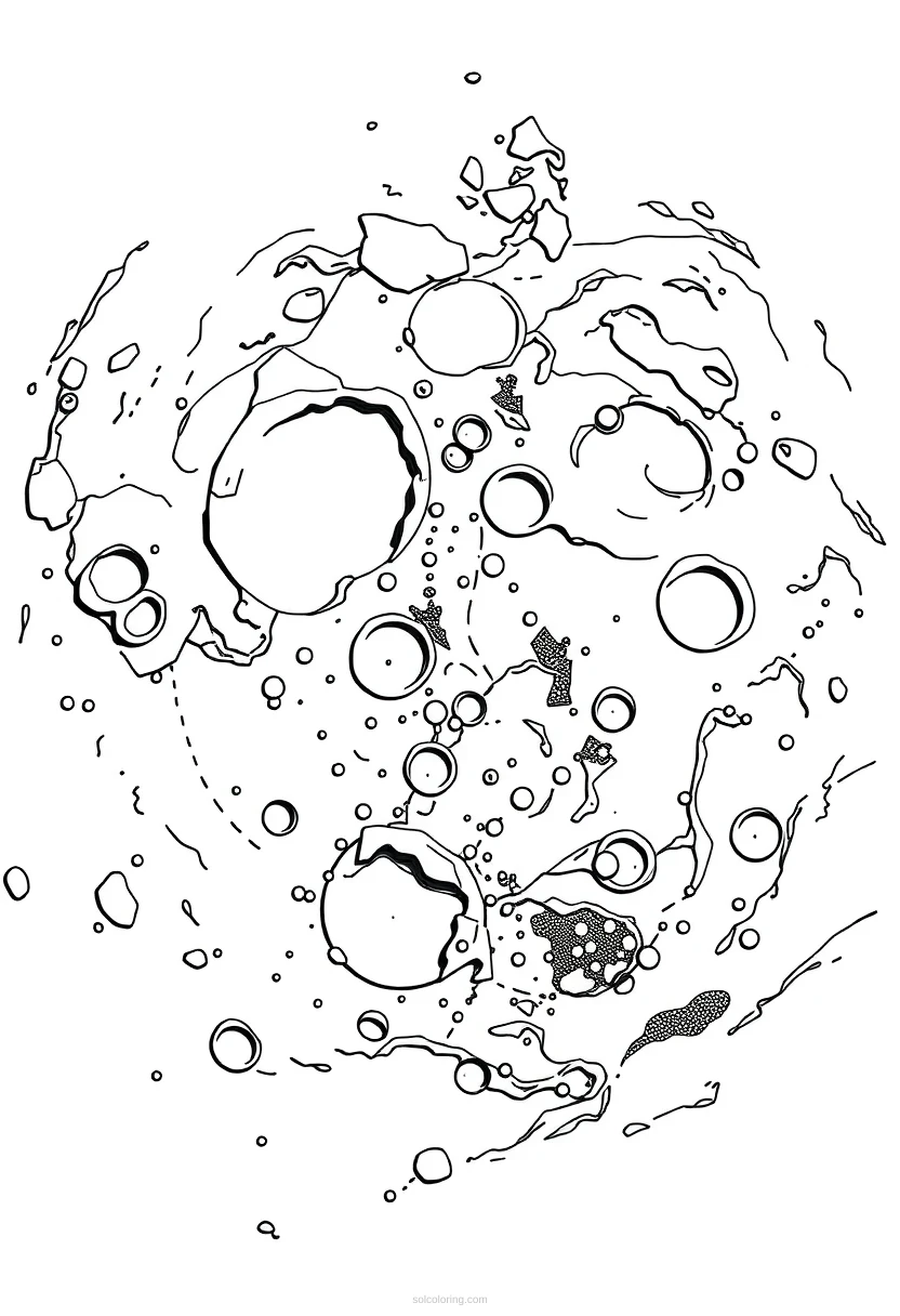 Mars Surface with Craters coloring page for kids