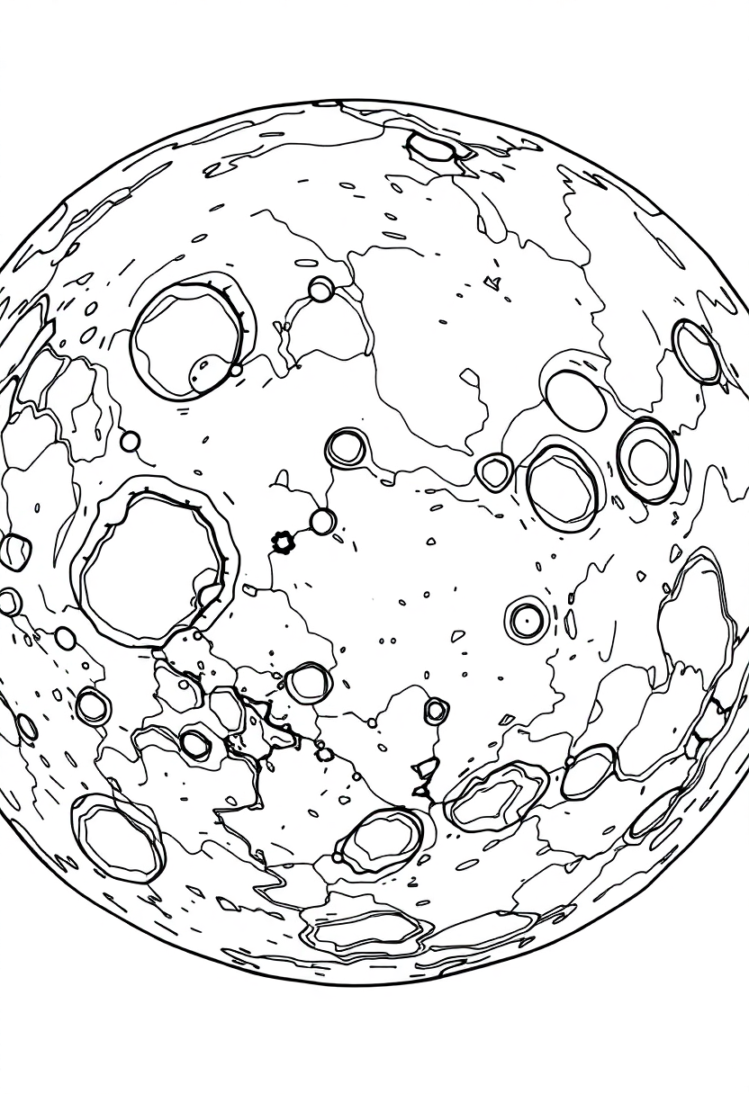 Mars Surface with Craters coloring page, free printable