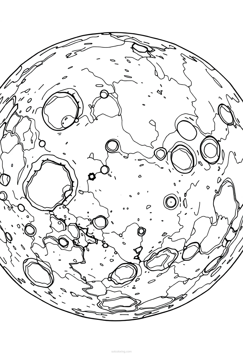 Mars Surface with Craters coloring page for kids