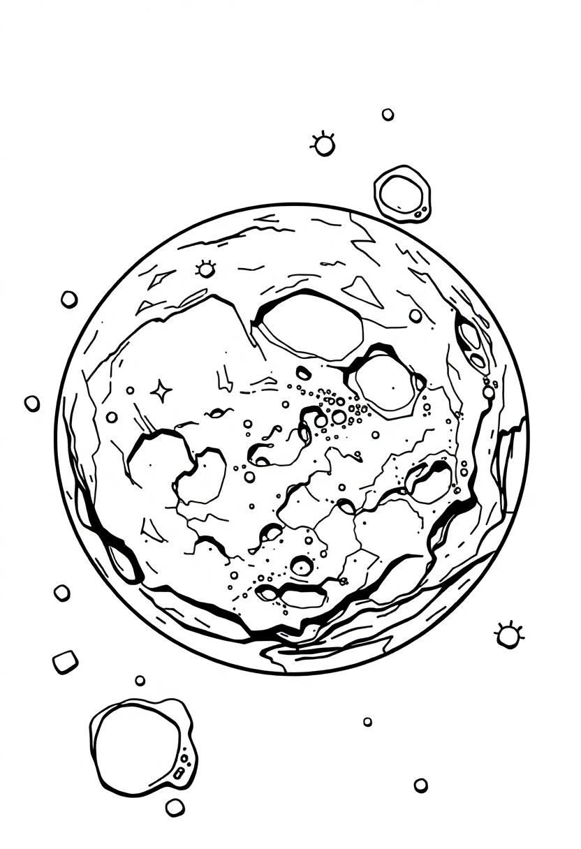 Mars Surface with Craters coloring page, free printable