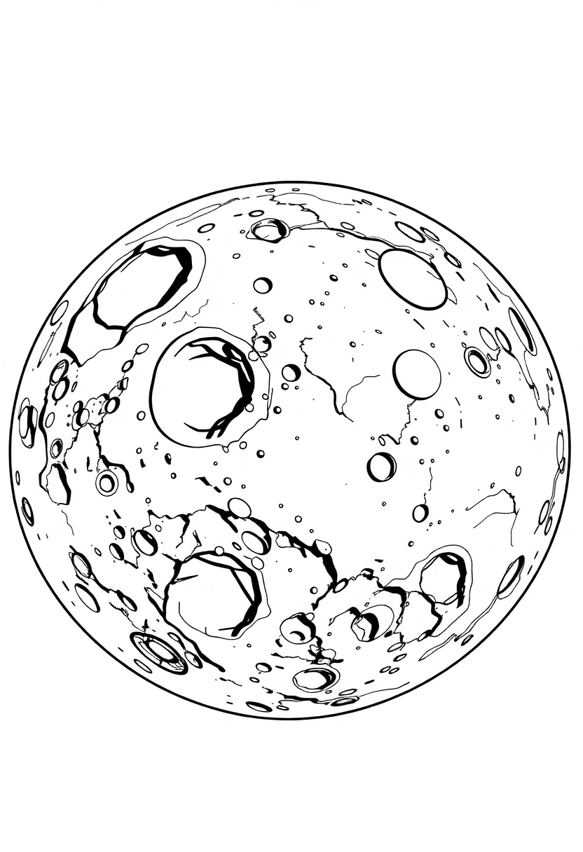 Mars Surface with Craters coloring page, free printable