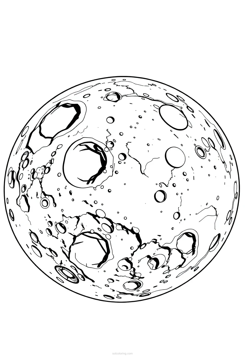 Mars Surface with Craters coloring page for kids