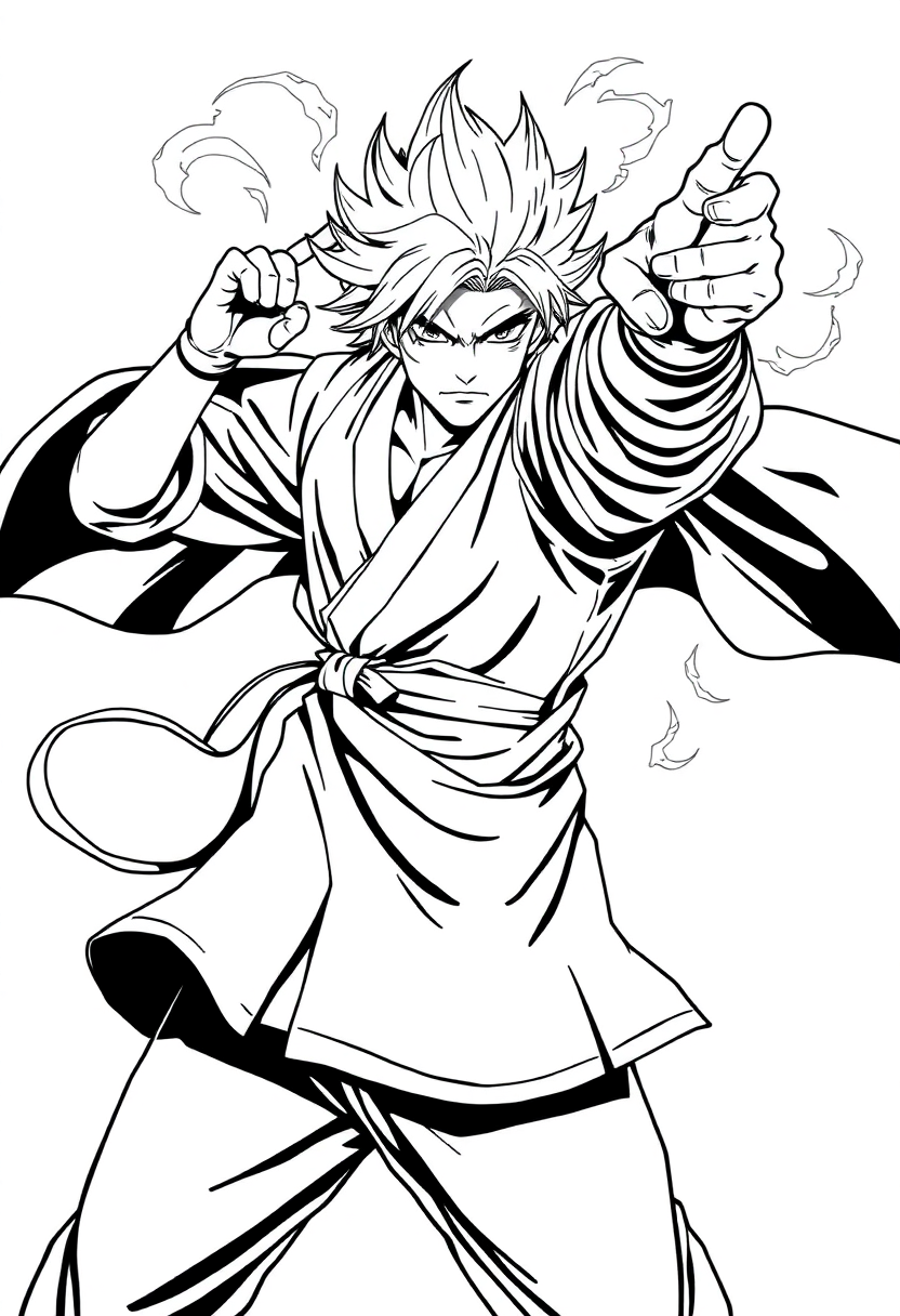 Martial Artist with Energy Aura coloring page, free printable