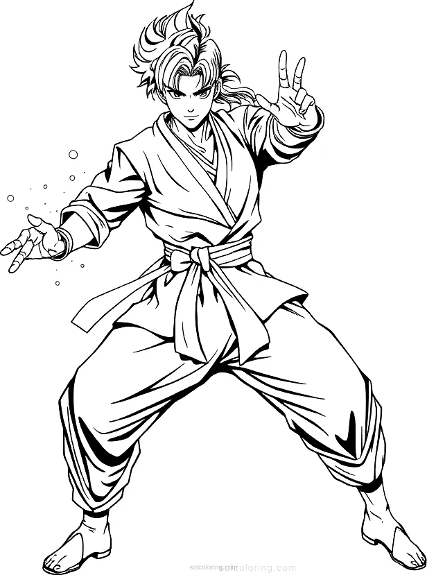 Martial Artist with Energy Aura coloring page for kids