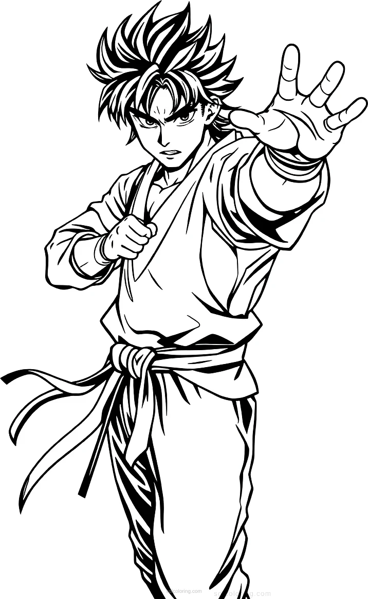 Martial Artist with Energy Aura coloring page for kids