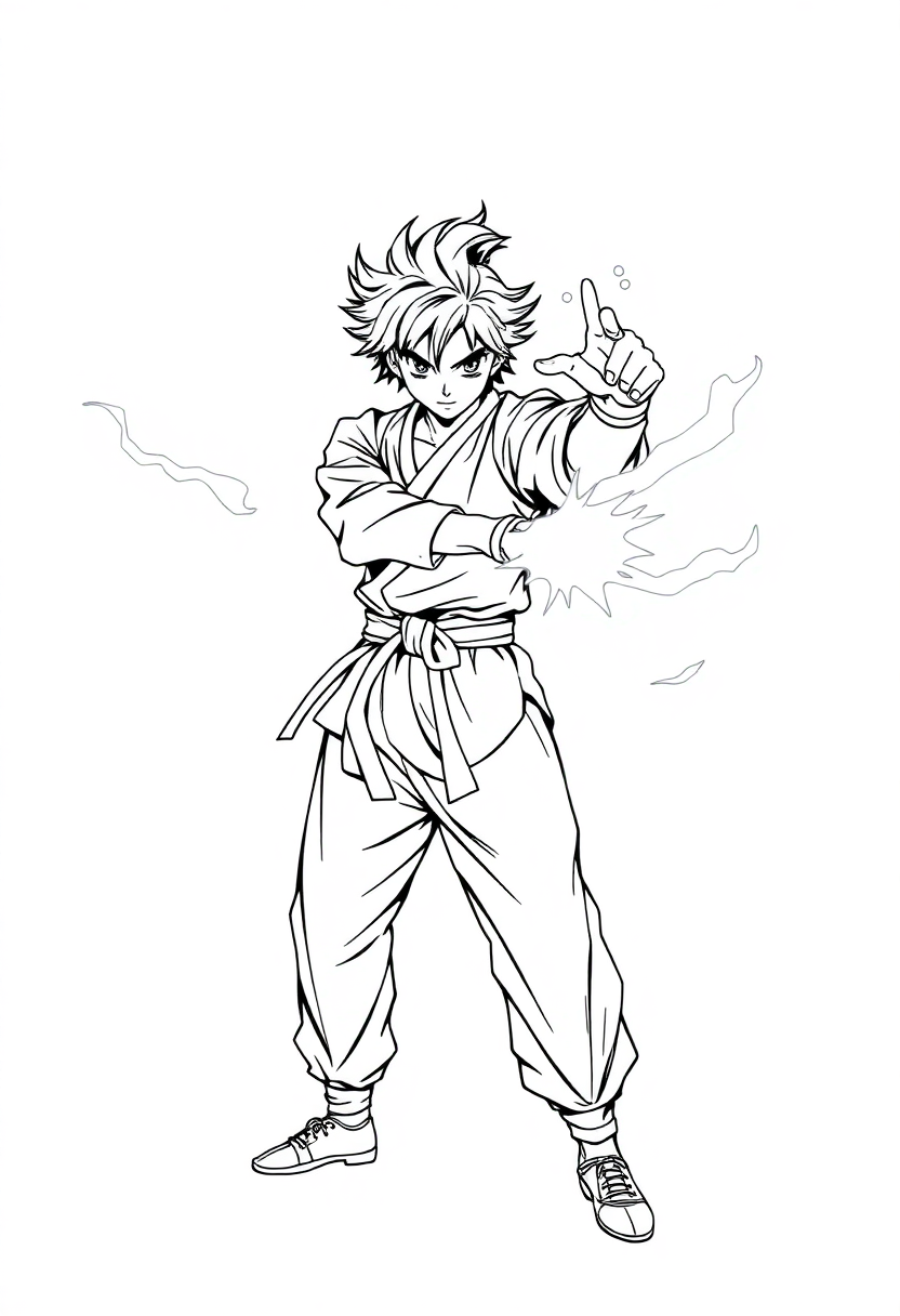 Martial Artist With Energy Aura coloring pages