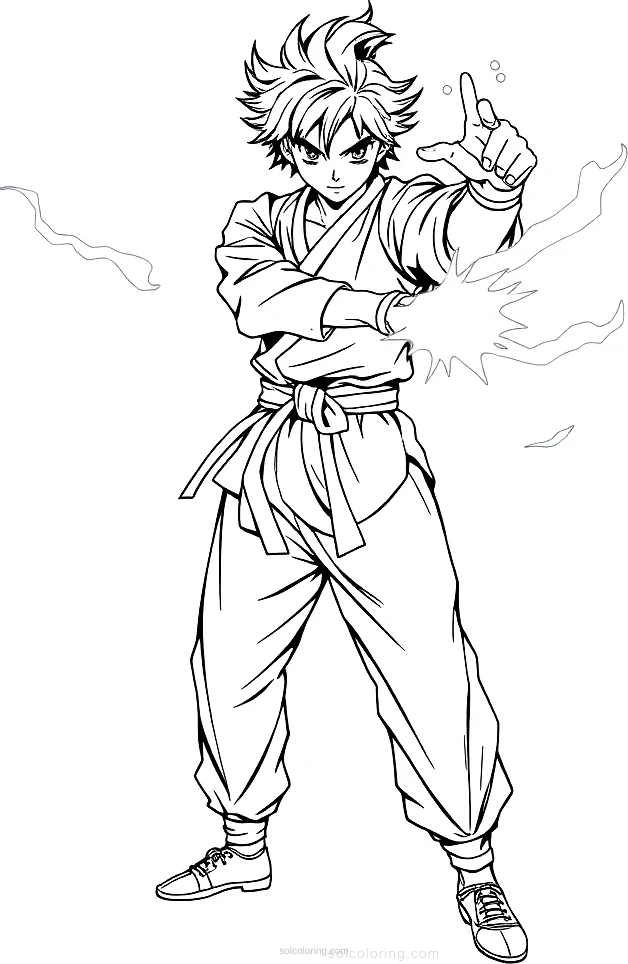 Martial Artist With Energy Aura coloring pages