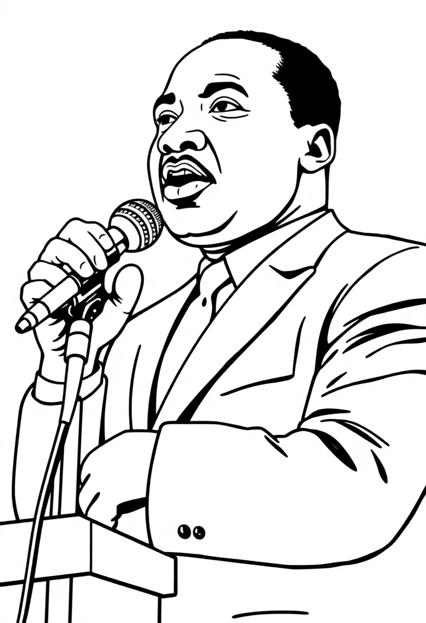 Martin Luther King Jr Speaking coloring page, free printable