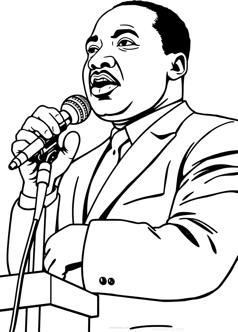 Martin Luther King Jr Speaking coloring page for kids