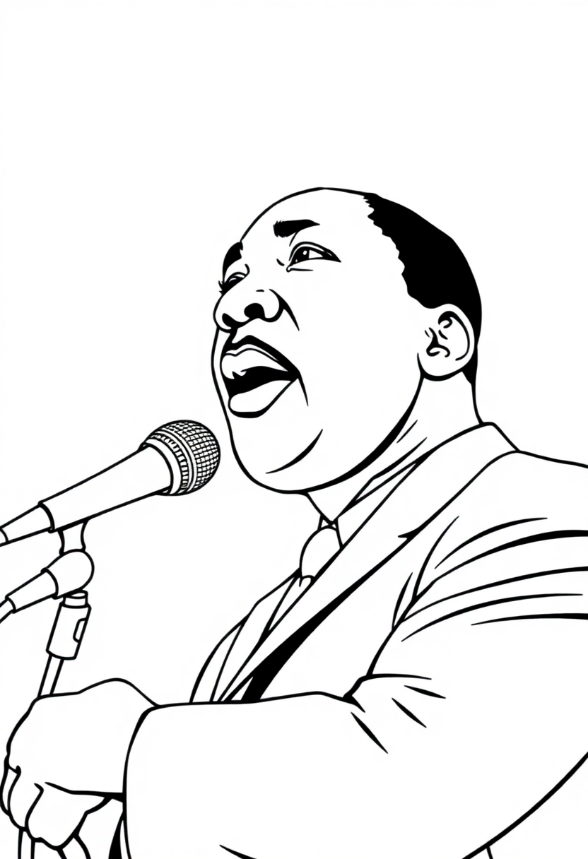 Martin Luther King Jr Speaking coloring page, free printable