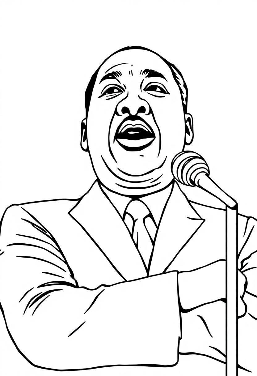 Martin Luther King Jr Speaking coloring page, free printable