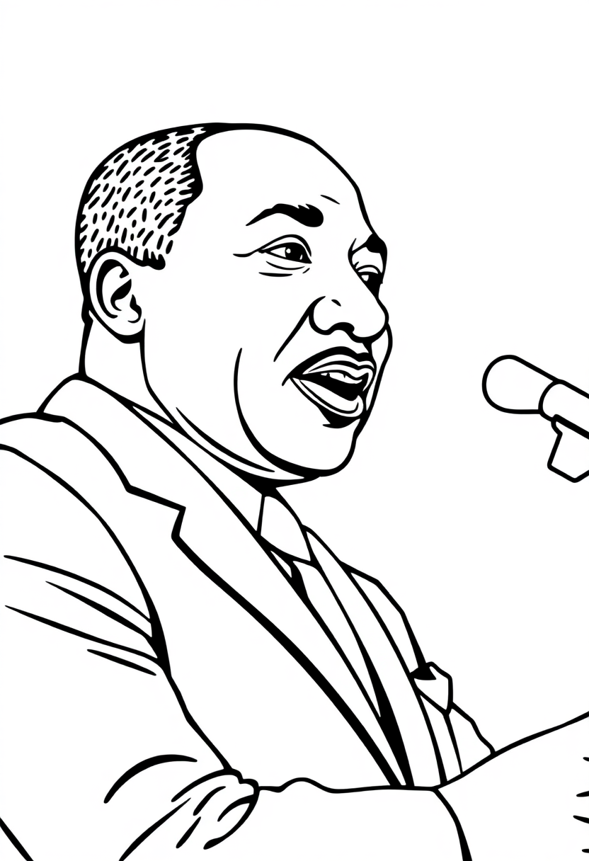 Martin Luther King Jr Speaking coloring page, free printable