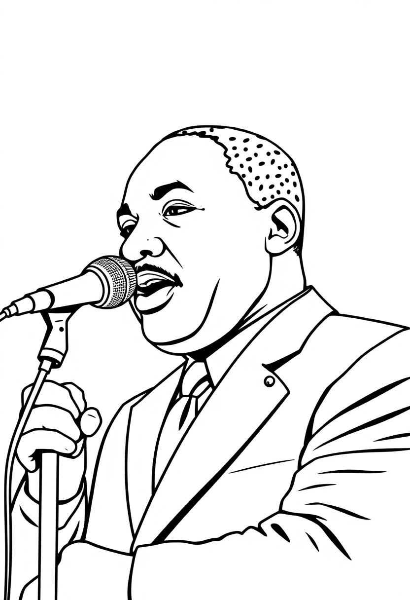 Martin Luther King Jr Speaking coloring page, free printable
