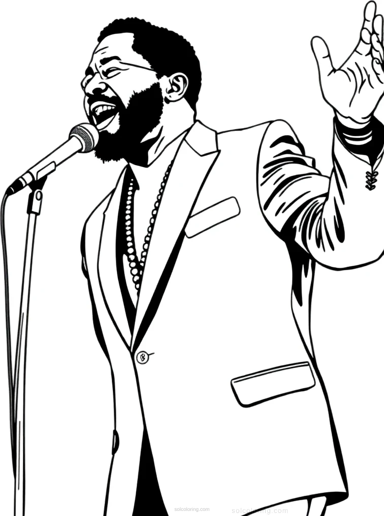 Marvin Gaye Singing coloring page for kids