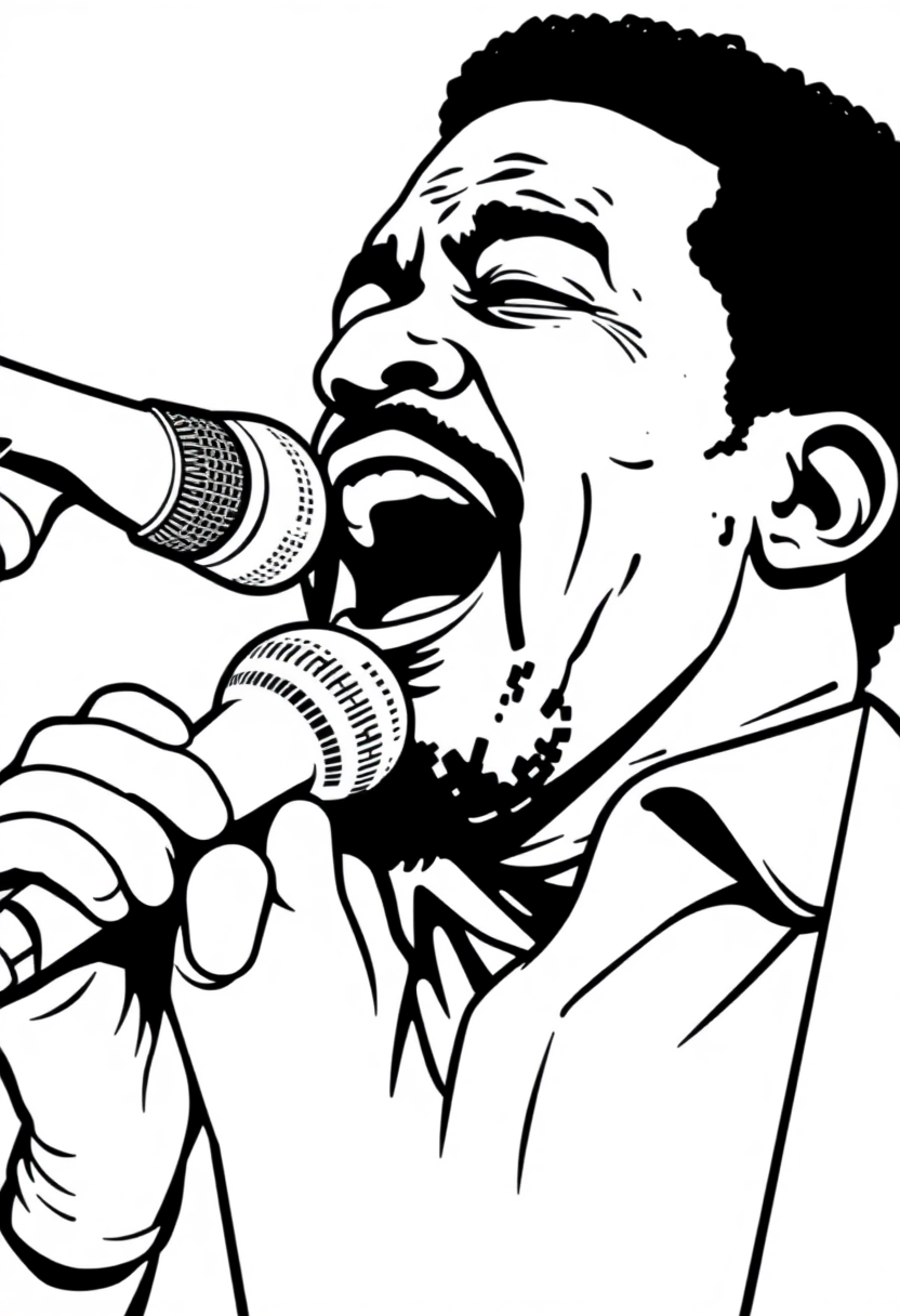 Marvin Gaye Singing coloring page, free printable