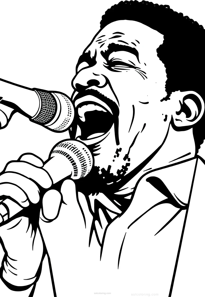 Marvin Gaye Singing coloring page for kids