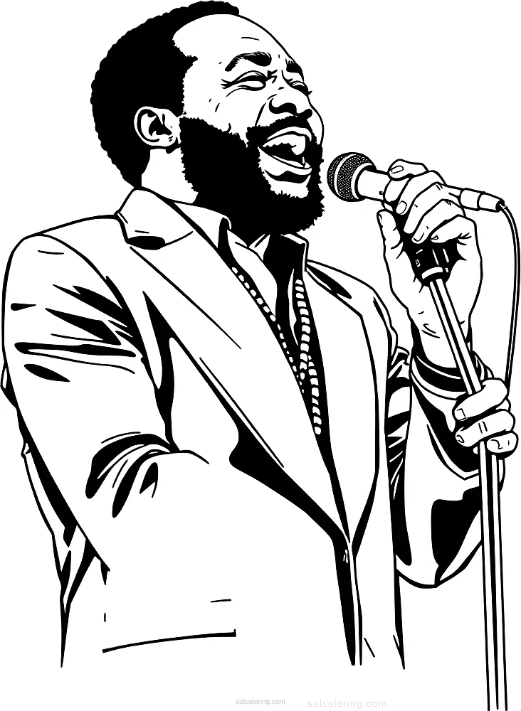 Marvin Gaye Singing coloring page for kids