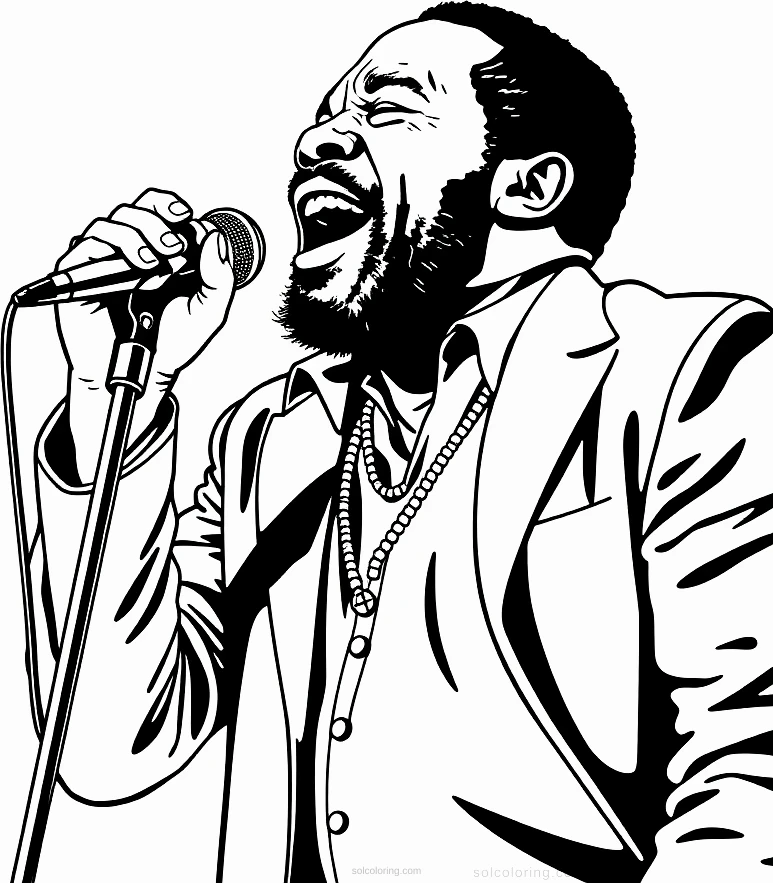 Marvin Gaye Singing coloring pages