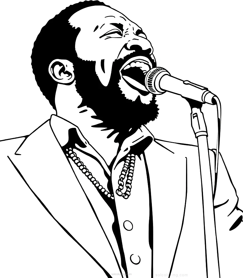 Marvin Gaye Singing coloring page for kids