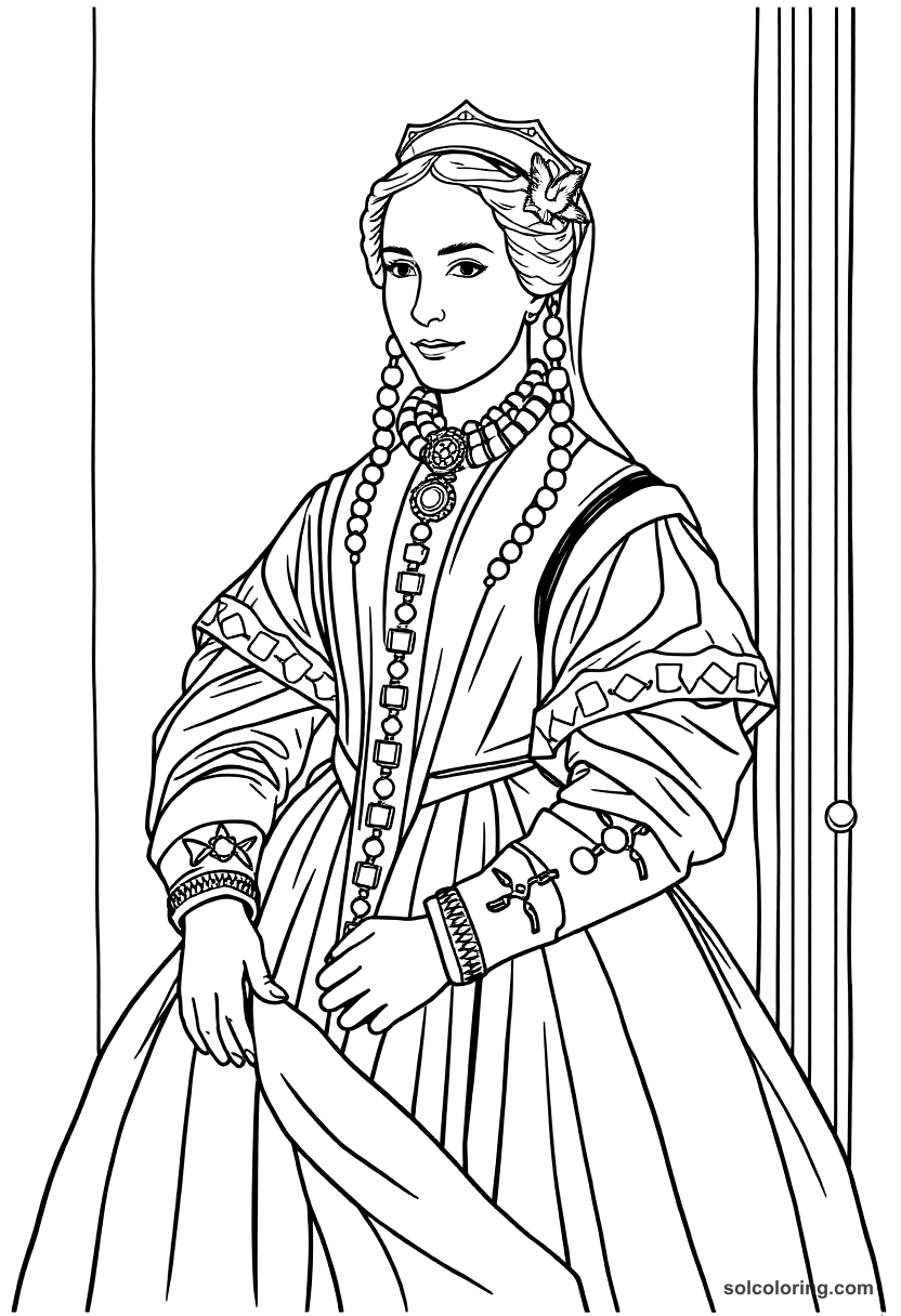 Mary Queen Of Scots In Mourning Dress coloring pages