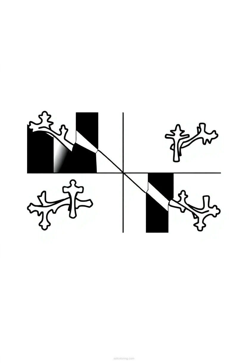 Maryland State Flag coloring page for kids