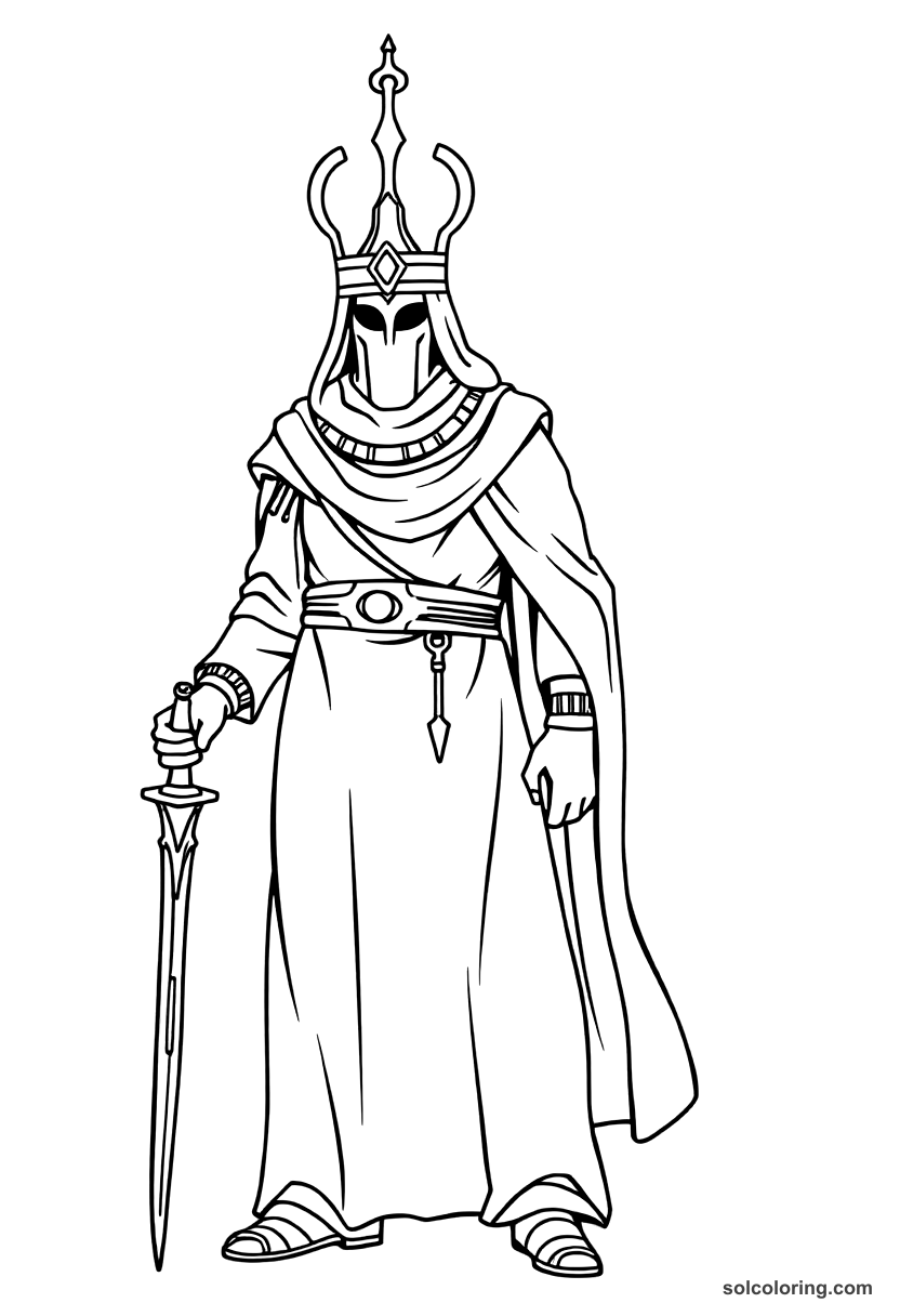 Simple Masrur the executioner standing guard coloring page, free printable simple style