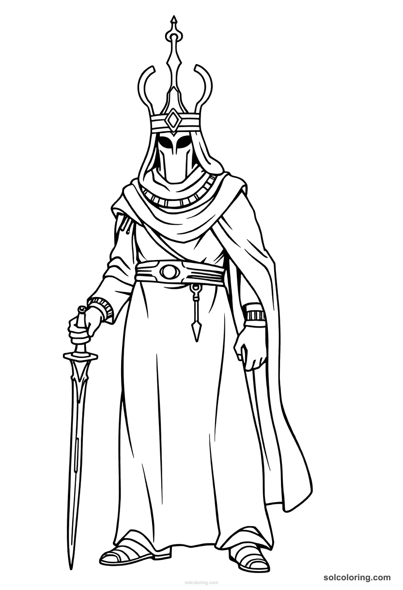 Simple Masrur the executioner standing guard simple coloring page for kids