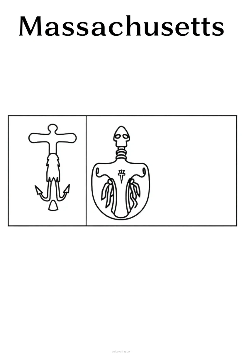 Massachusetts State Flag coloring page for kids