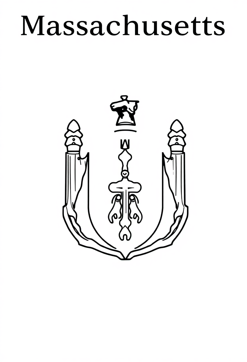 Massachusetts State Flag coloring pages