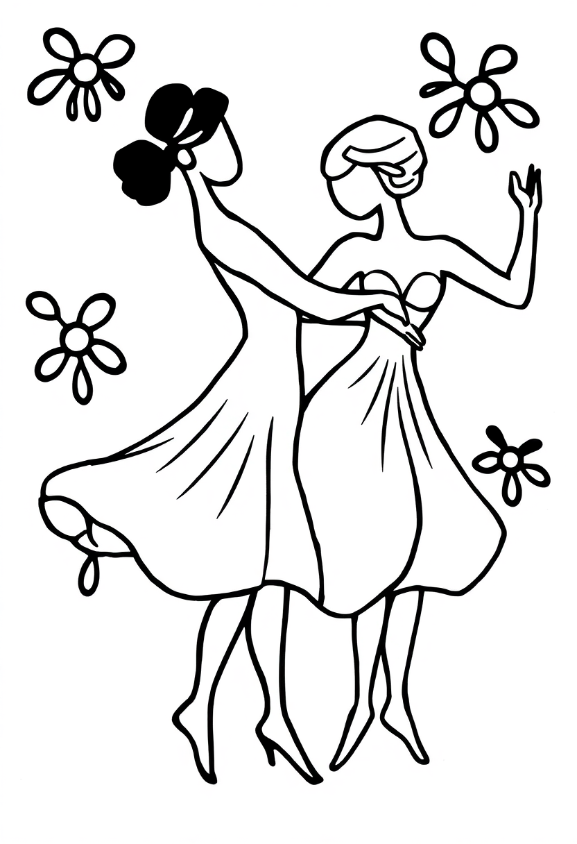 Matisse Cut-Out Dancers coloring page, free printable