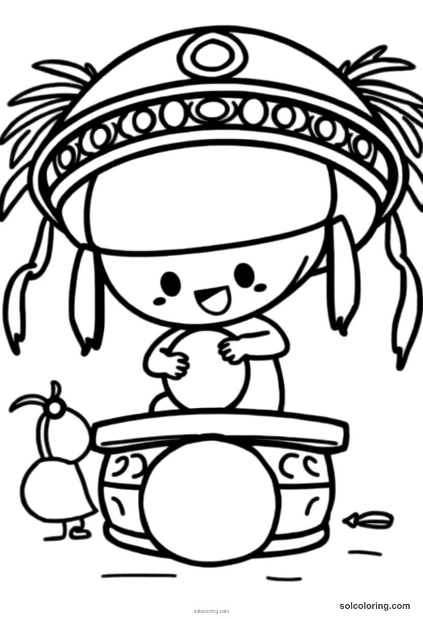 Chibi Mayan Ball Game in Progress chibi coloring page for kids
