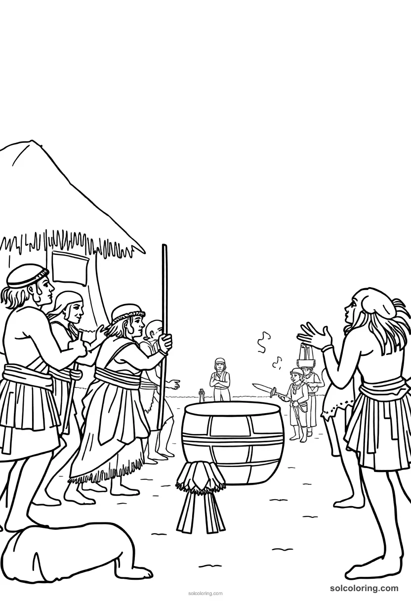Mayan Ball Game In Progress coloring pages