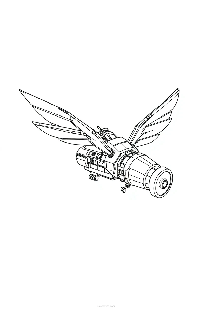 Mechanical Flying Machine coloring page for kids
