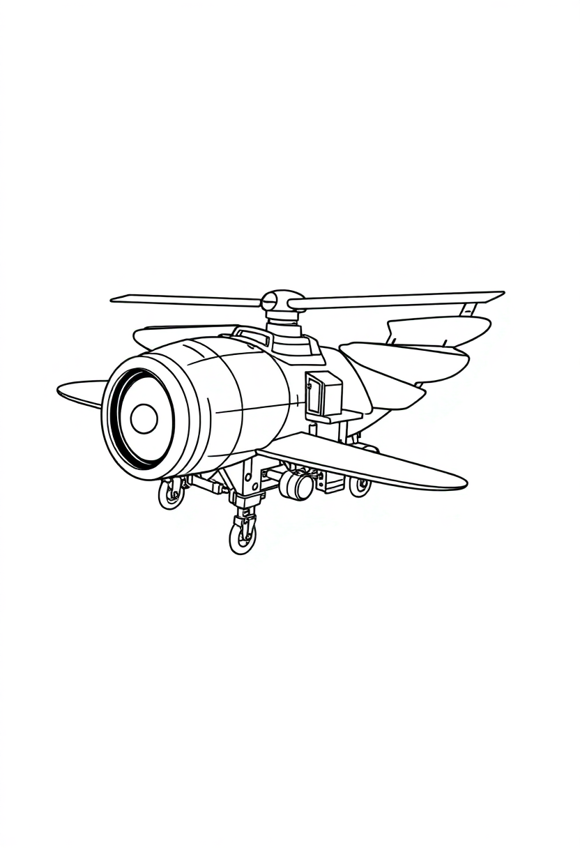Mechanical Flying Machine coloring page, free printable