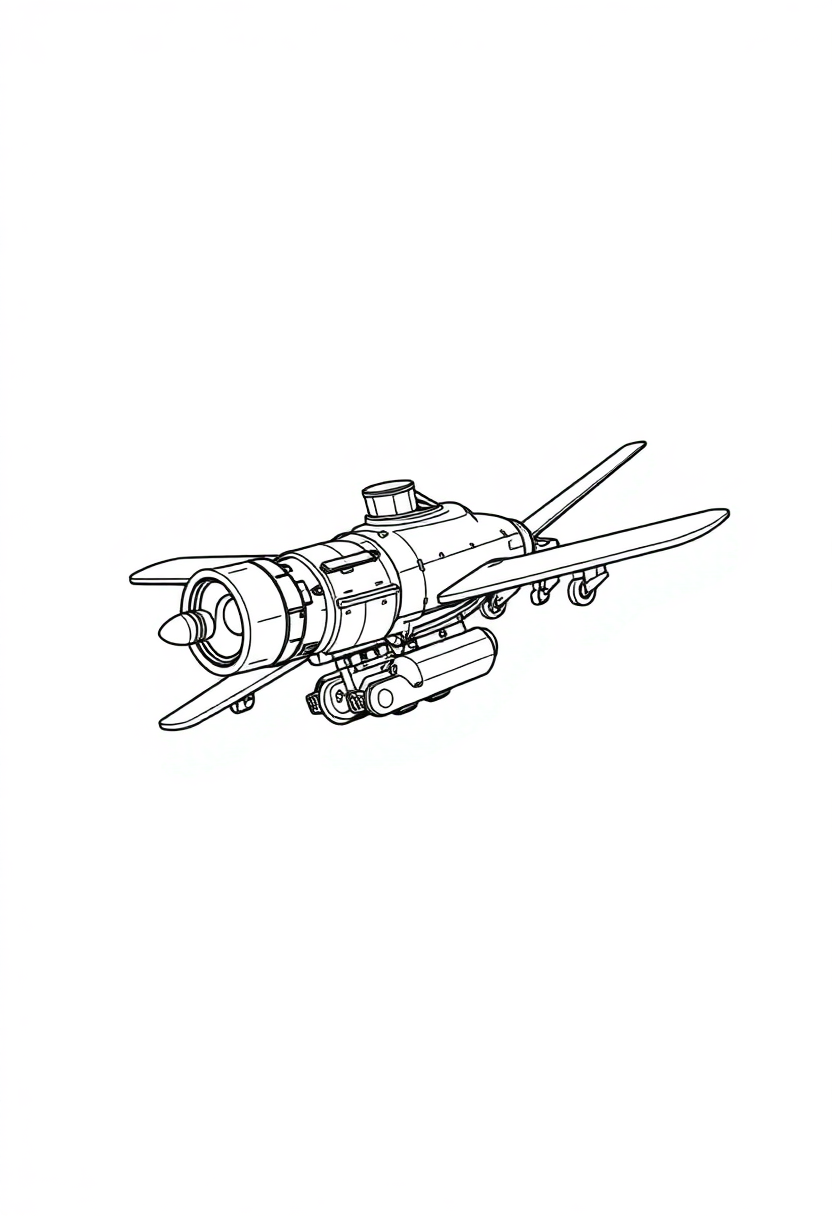 Mechanical Flying Machine coloring page, free printable