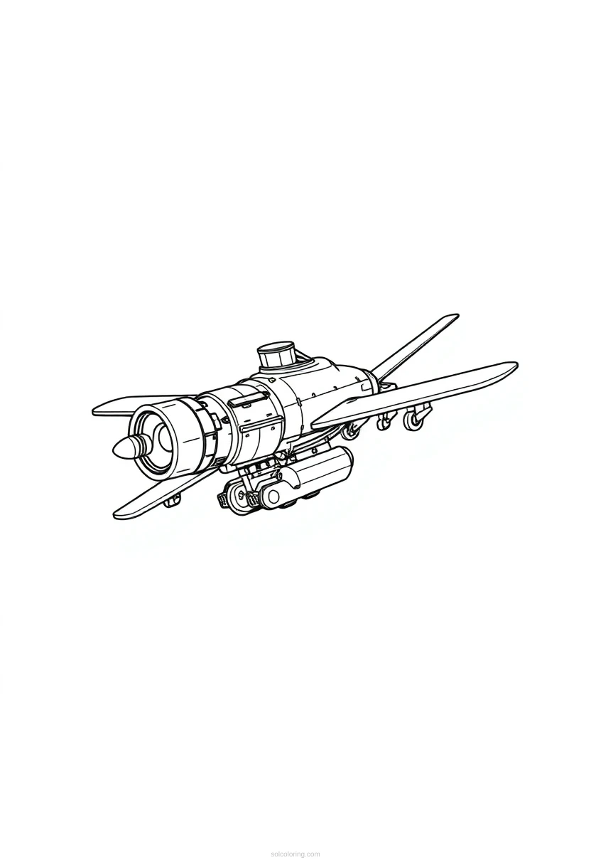 Mechanical Flying Machine coloring page for kids